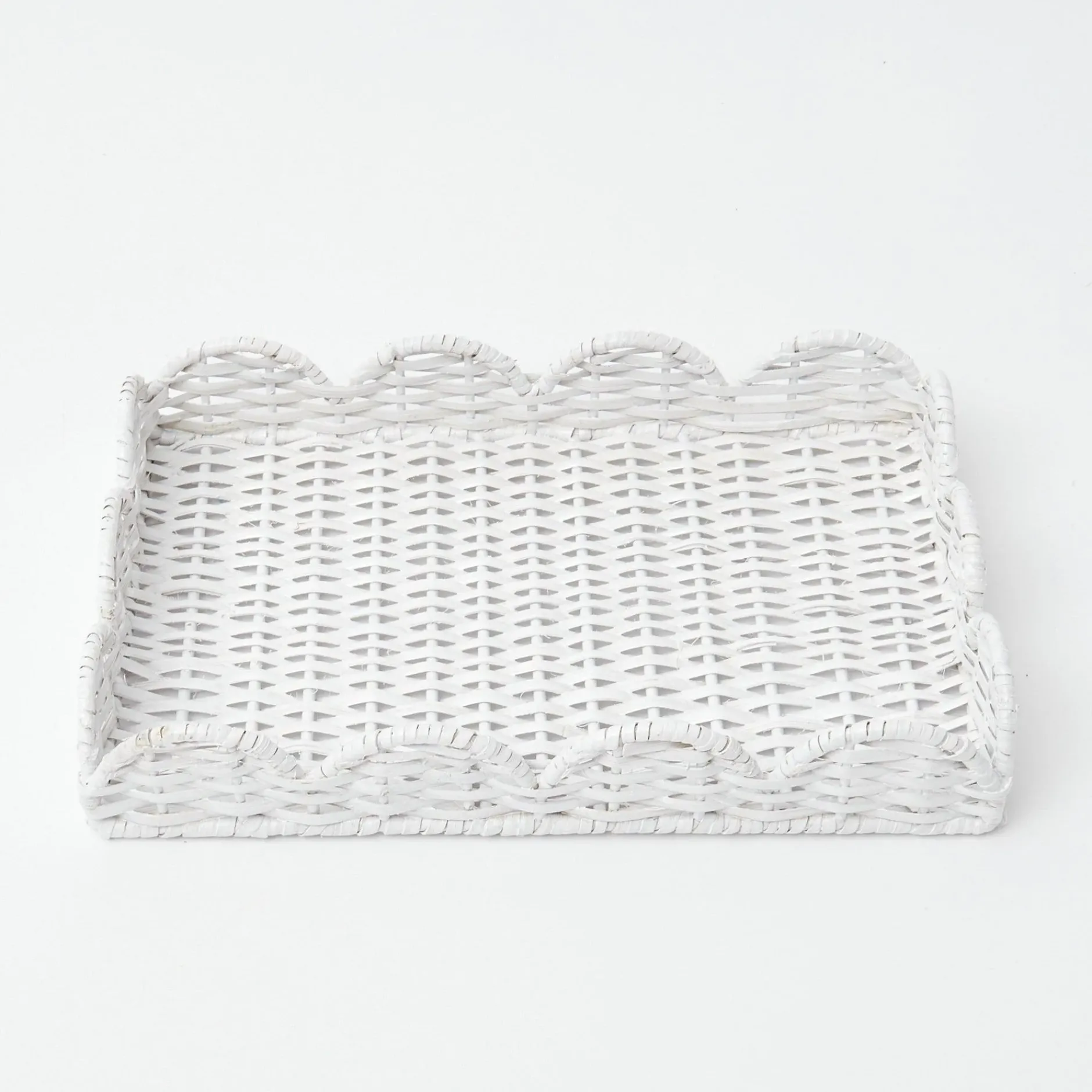 Mrs. Alice White Small Scalloped Rattan Tray