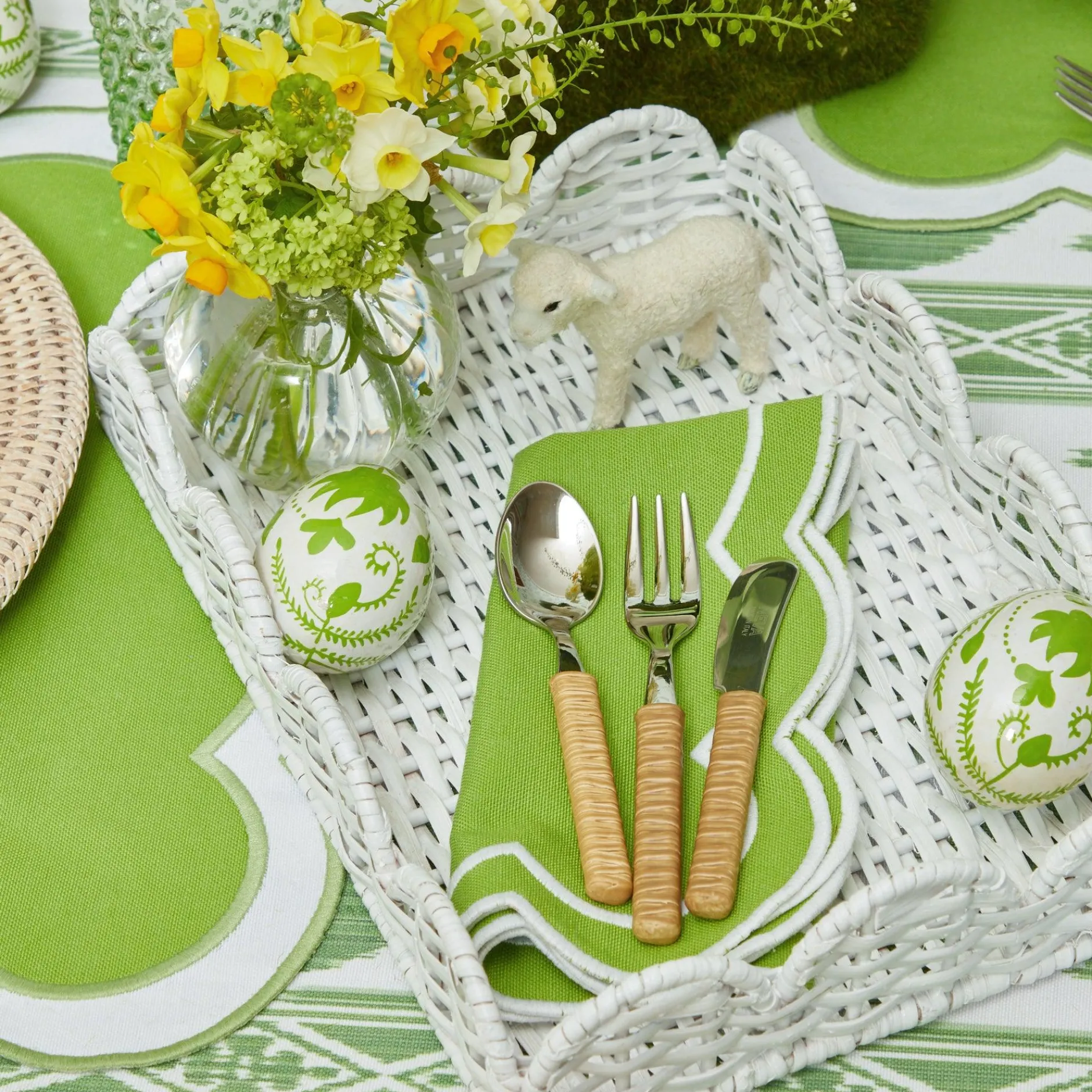 Mrs. Alice White Small Scalloped Rattan Tray