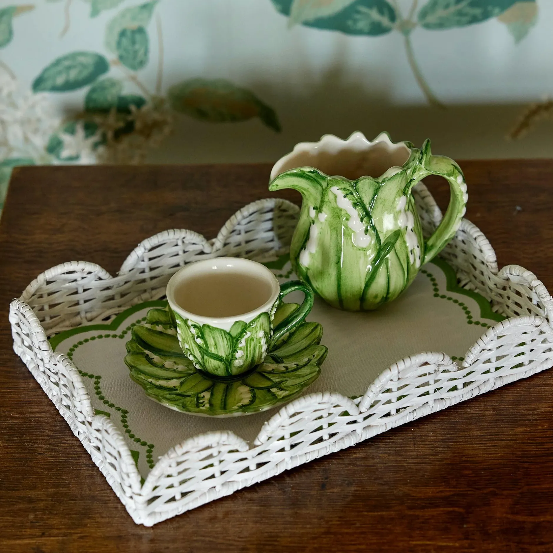 Mrs. Alice White Small Scalloped Rattan Tray