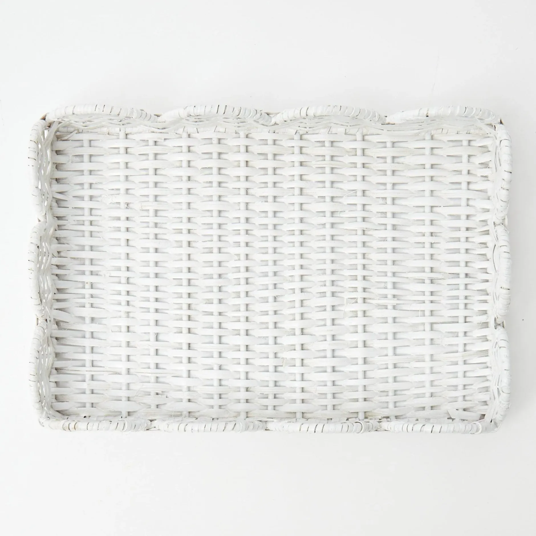 Mrs. Alice White Small Scalloped Rattan Tray