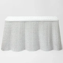 Discount Mrs. Alice White Vivienne Rattan Scalloped Console Table