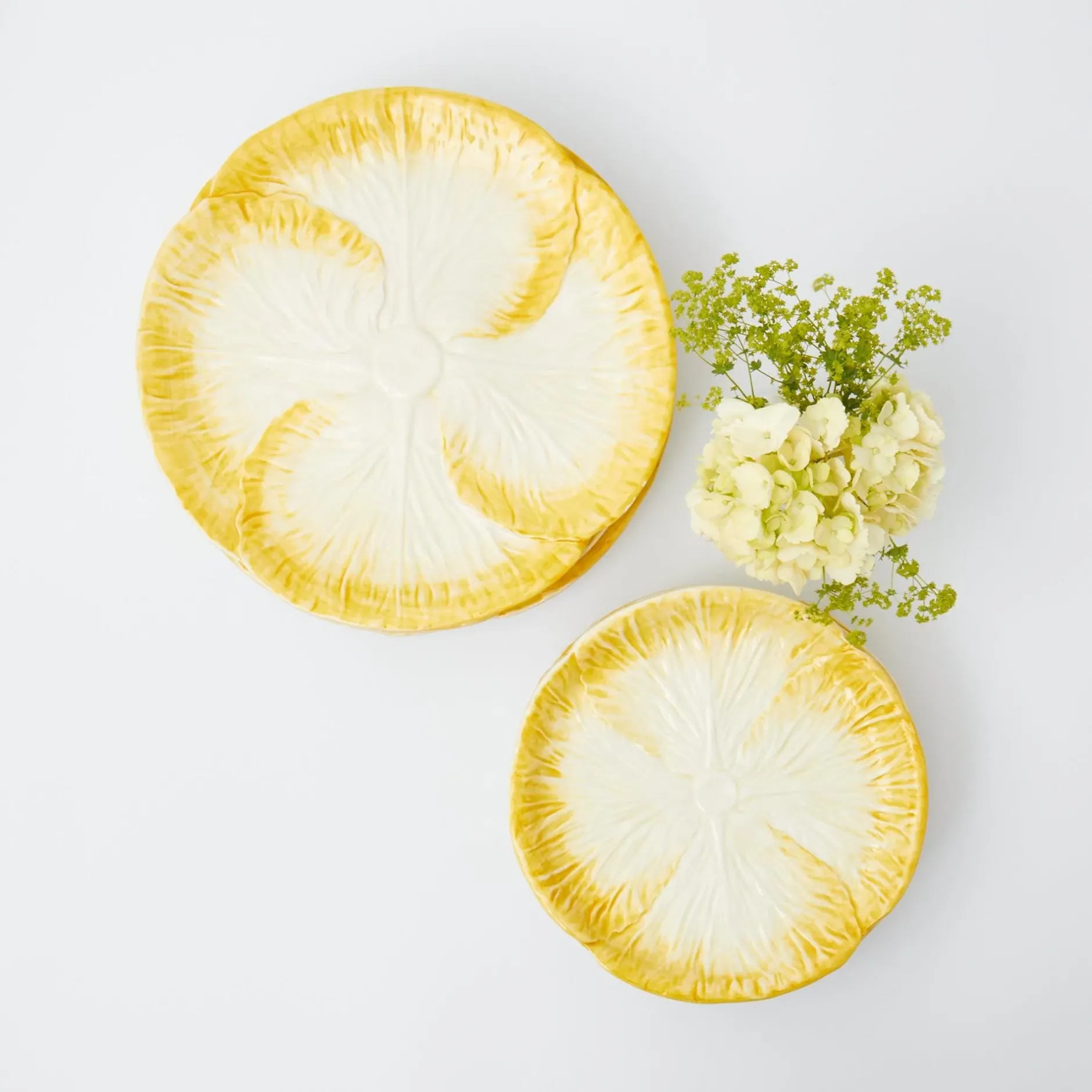 Sale Mrs. Alice Yellow Capri Lettuce Dinner & Starter Plates (Set Of 8)