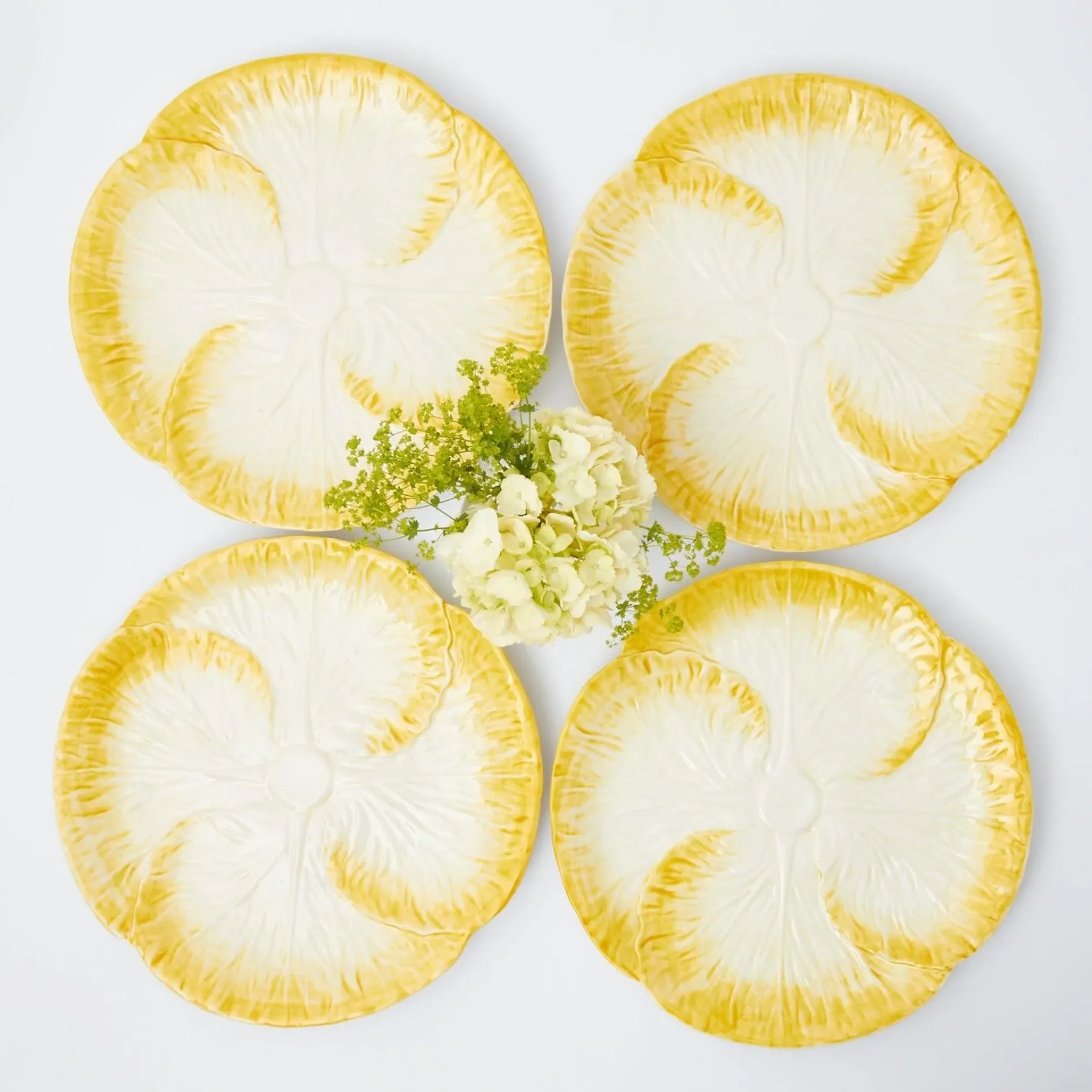 Outlet Mrs. Alice Yellow Capri Lettuce Dinner Plates (Set Of 4)