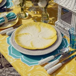 Outlet Mrs. Alice Yellow Capri Lettuce Dinner Plates (Set Of 4)