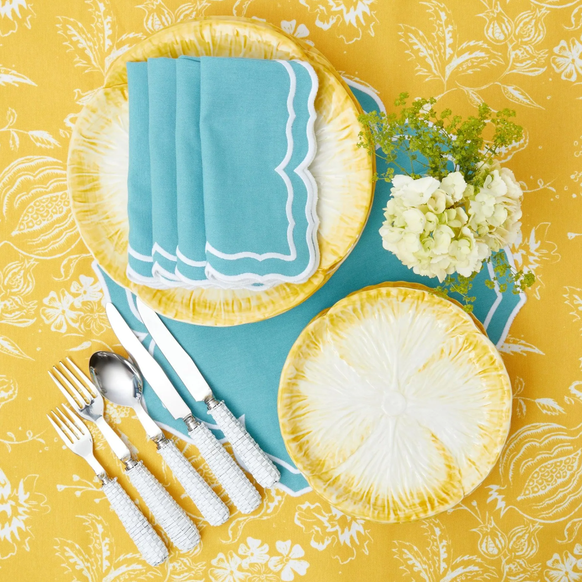 New Mrs. Alice Yellow Capri Lettuce Starter Plates (Set Of 4)