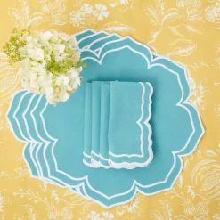 Outlet Mrs. Alice Yellow Melograno & Fleur Turquoise Linen Set
