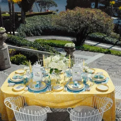 Outlet Mrs. Alice Yellow Melograno & Fleur Turquoise Linen Set