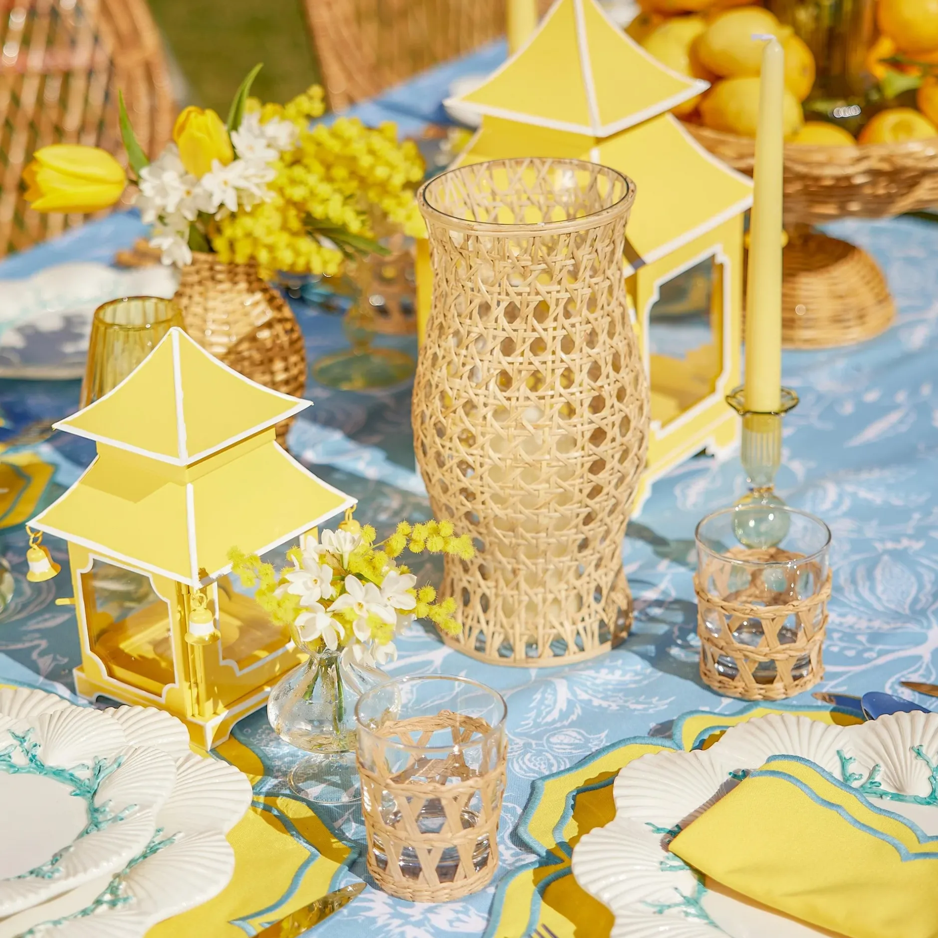 New Mrs. Alice Yellow Pagoda Lantern Set